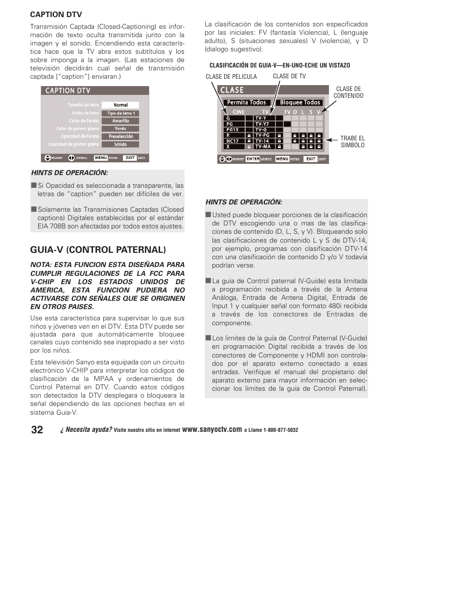 Guia-v (control paternal) | Sanyo Vizzon DP50747 User Manual | Page 32 / 52