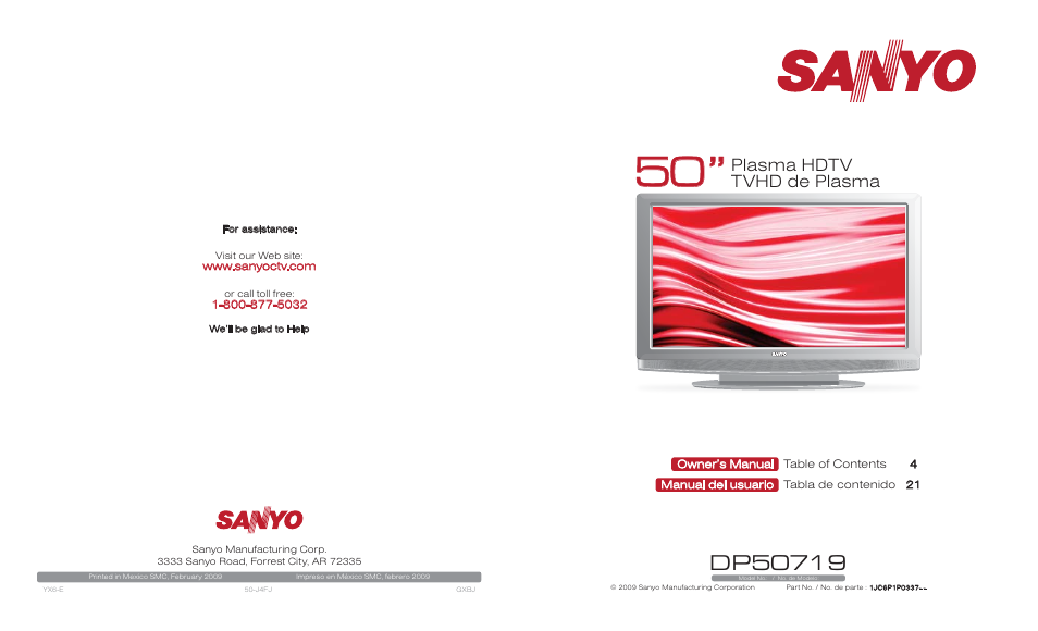 Sanyo DP50719 User Manual | 19 pages