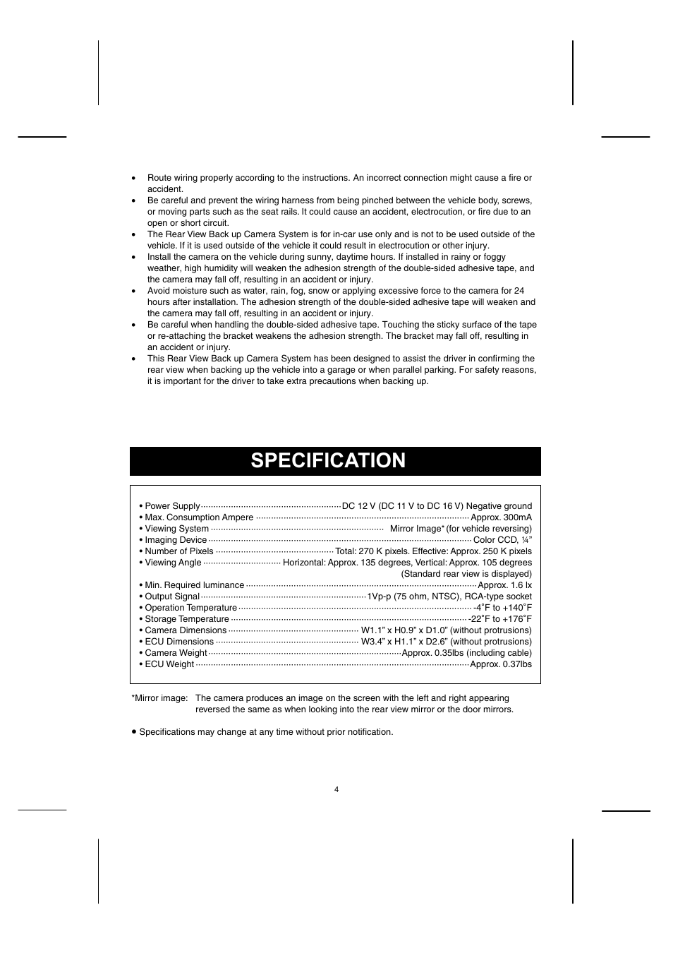 Specification | Sanyo CCA-BC200 User Manual | Page 5 / 24