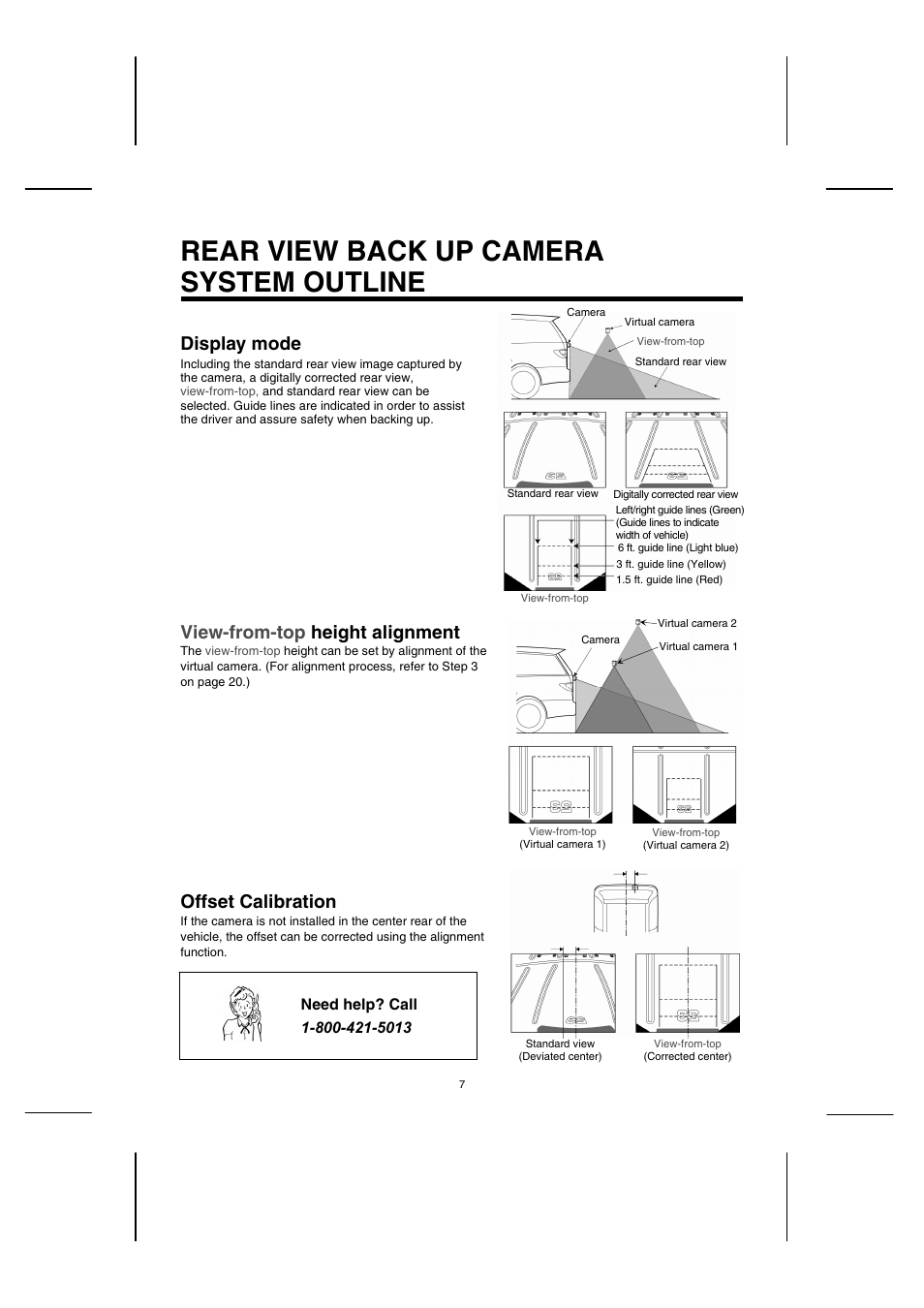 Rear view back up camera system outline, Display mode, View-from-top height alignment | Offset calibration | Sanyo CCA-BC200 User Manual | Page 8 / 24