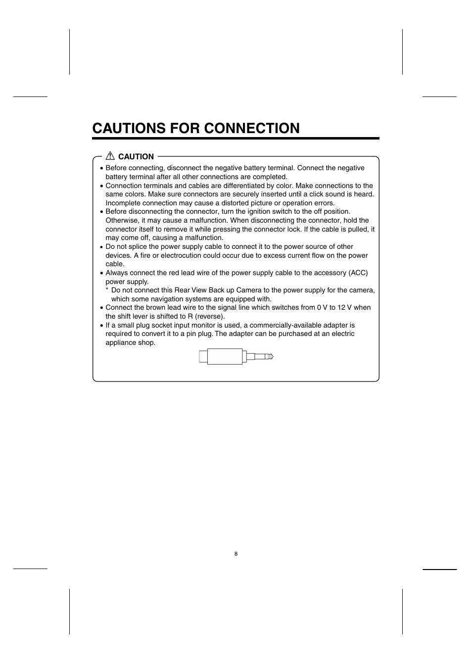 Cautions for connection | Sanyo CCA-BC200 User Manual | Page 9 / 24