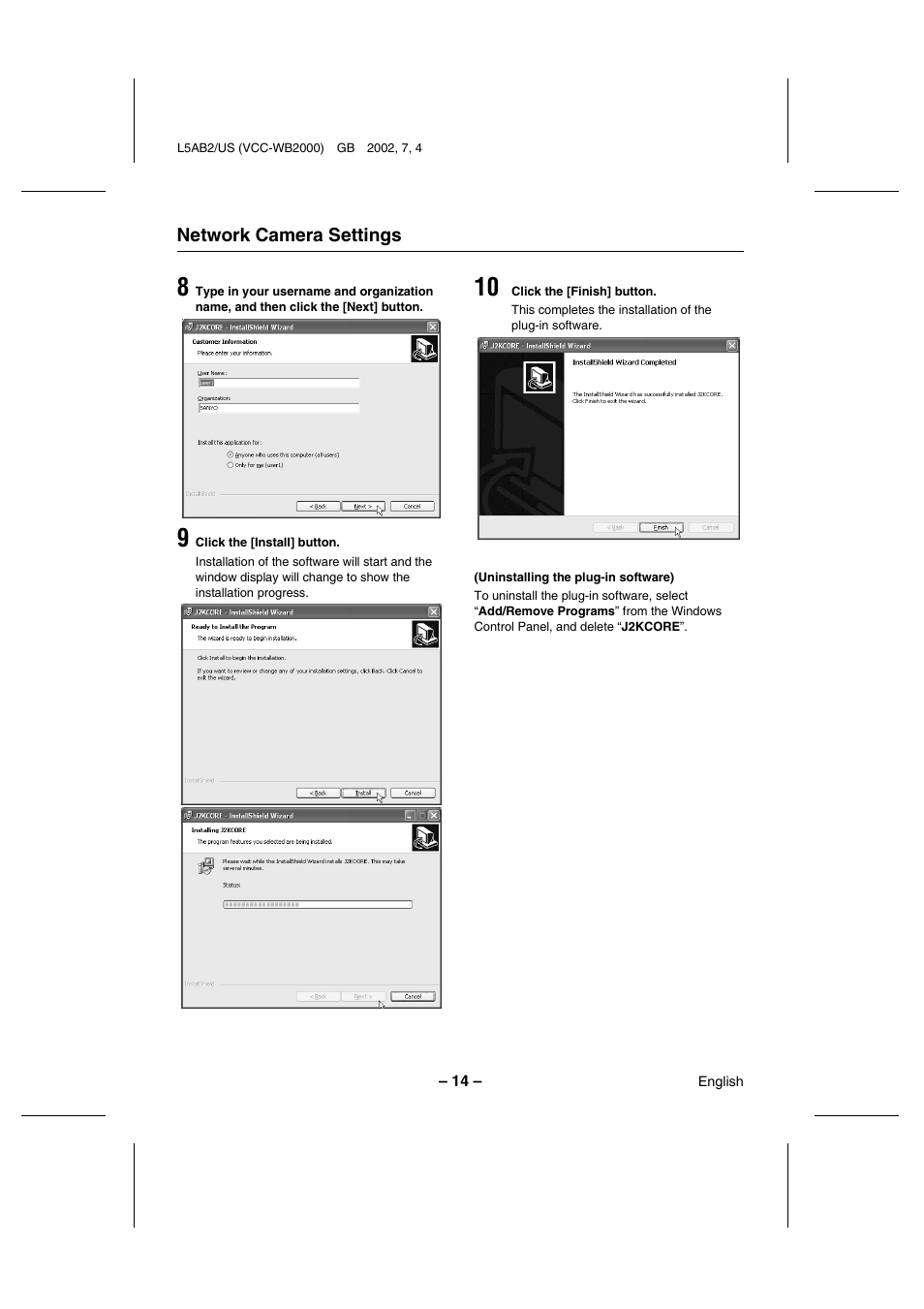Sanyo VCC-WB2000 User Manual | Page 15 / 52