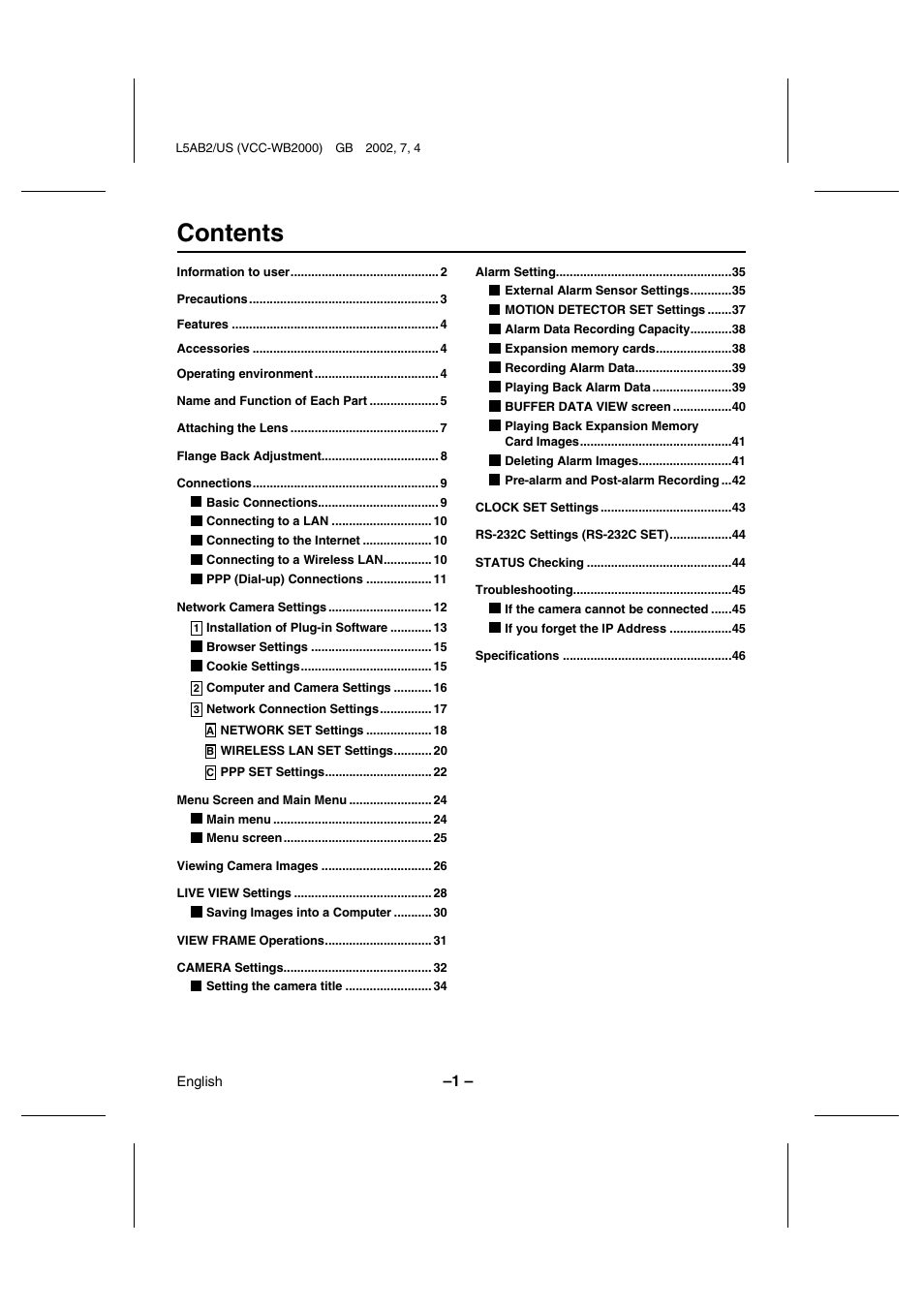 Sanyo VCC-WB2000 User Manual | Page 2 / 52