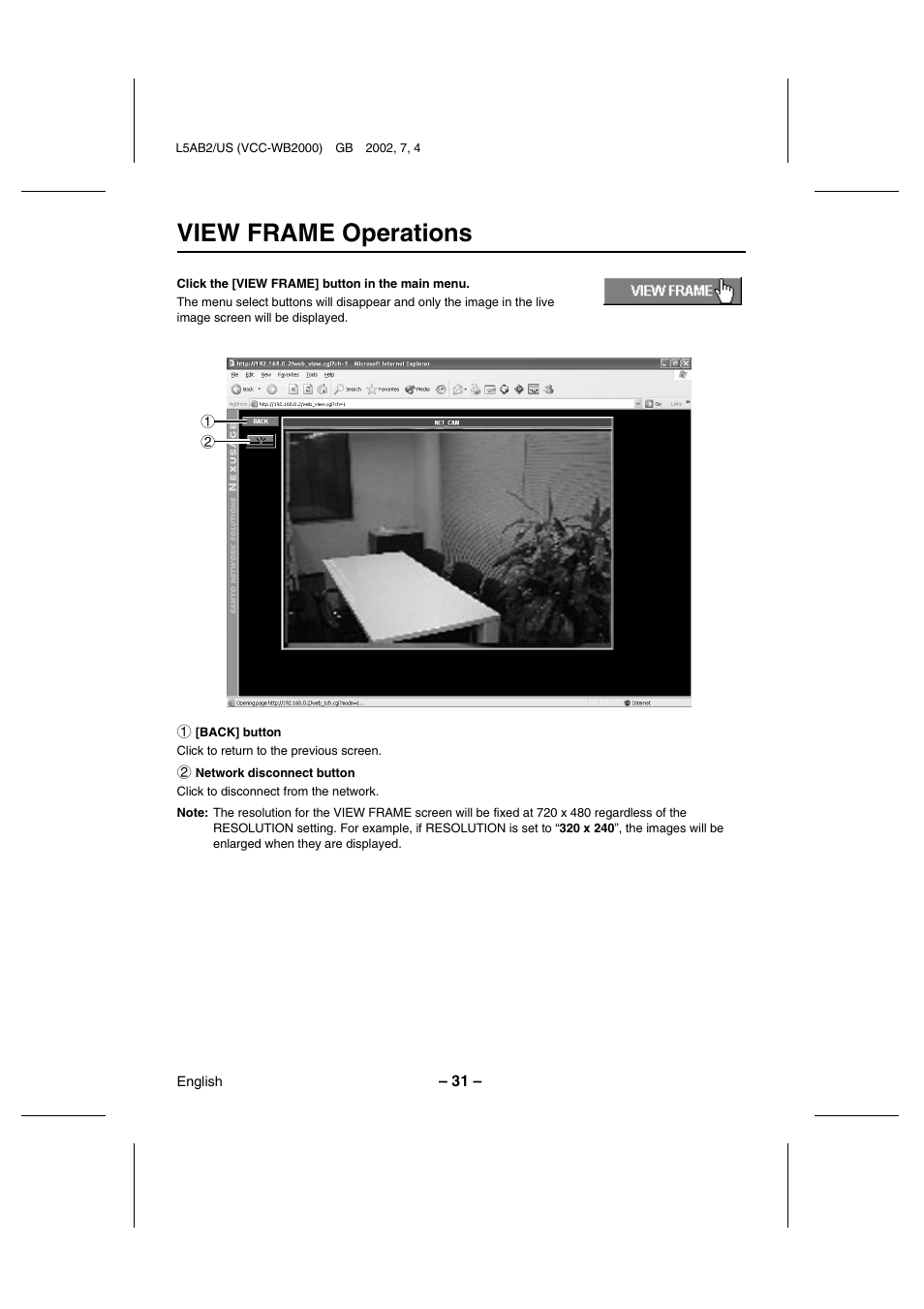 View frame operations | Sanyo VCC-WB2000 User Manual | Page 32 / 52