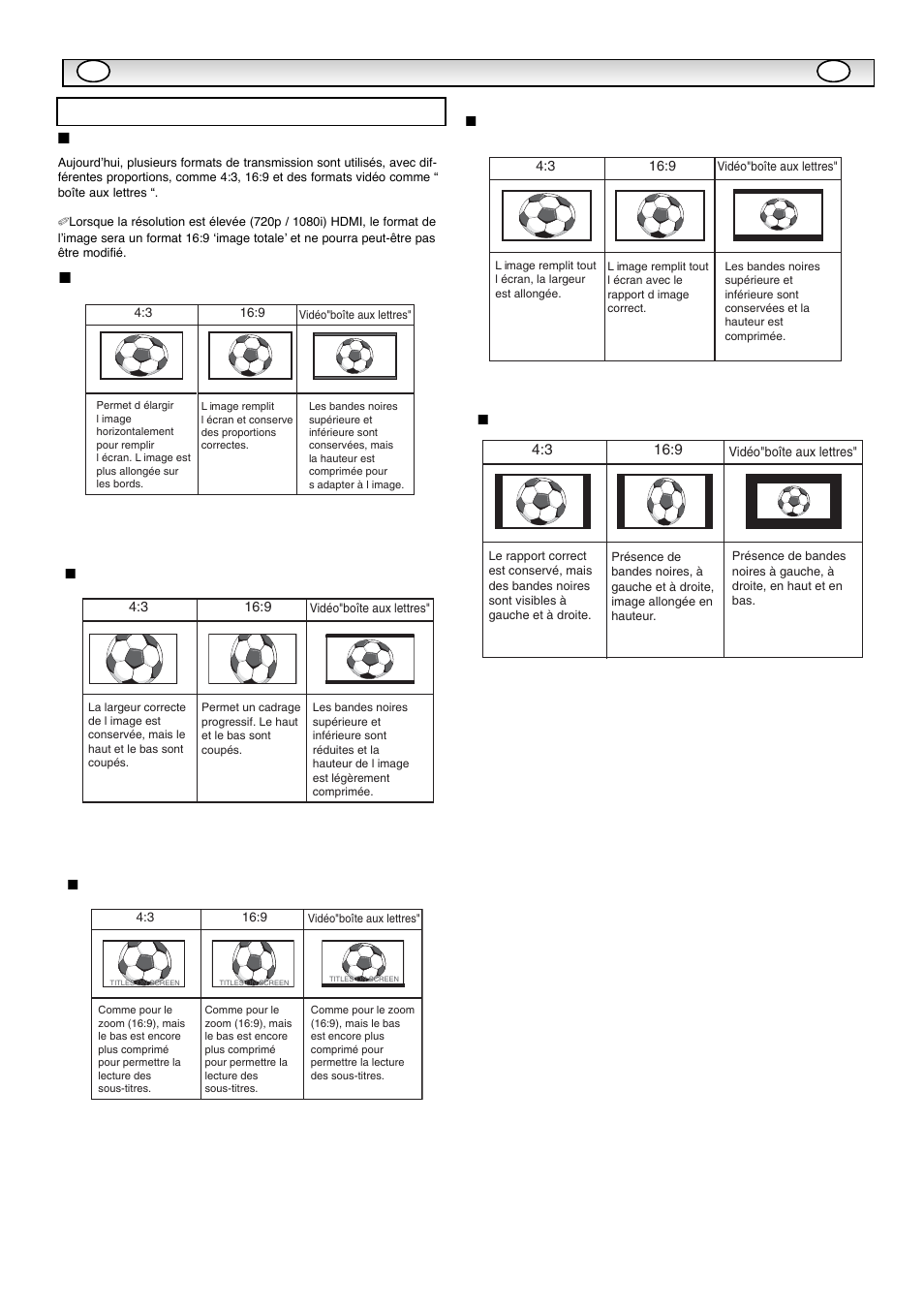 Fonctionnement, Sélection de la taille de l'image | Sanyo CE42WPX1 User Manual | Page 23 / 76