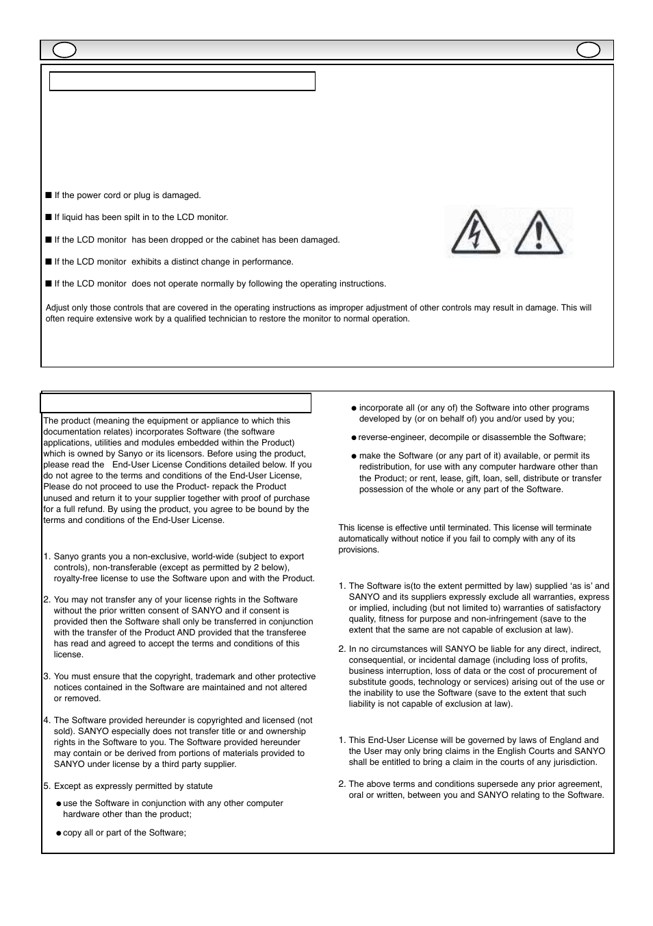 Servicing & end user license, Servicing, End-user license | Sanyo CE42WPX1 User Manual | Page 3 / 76