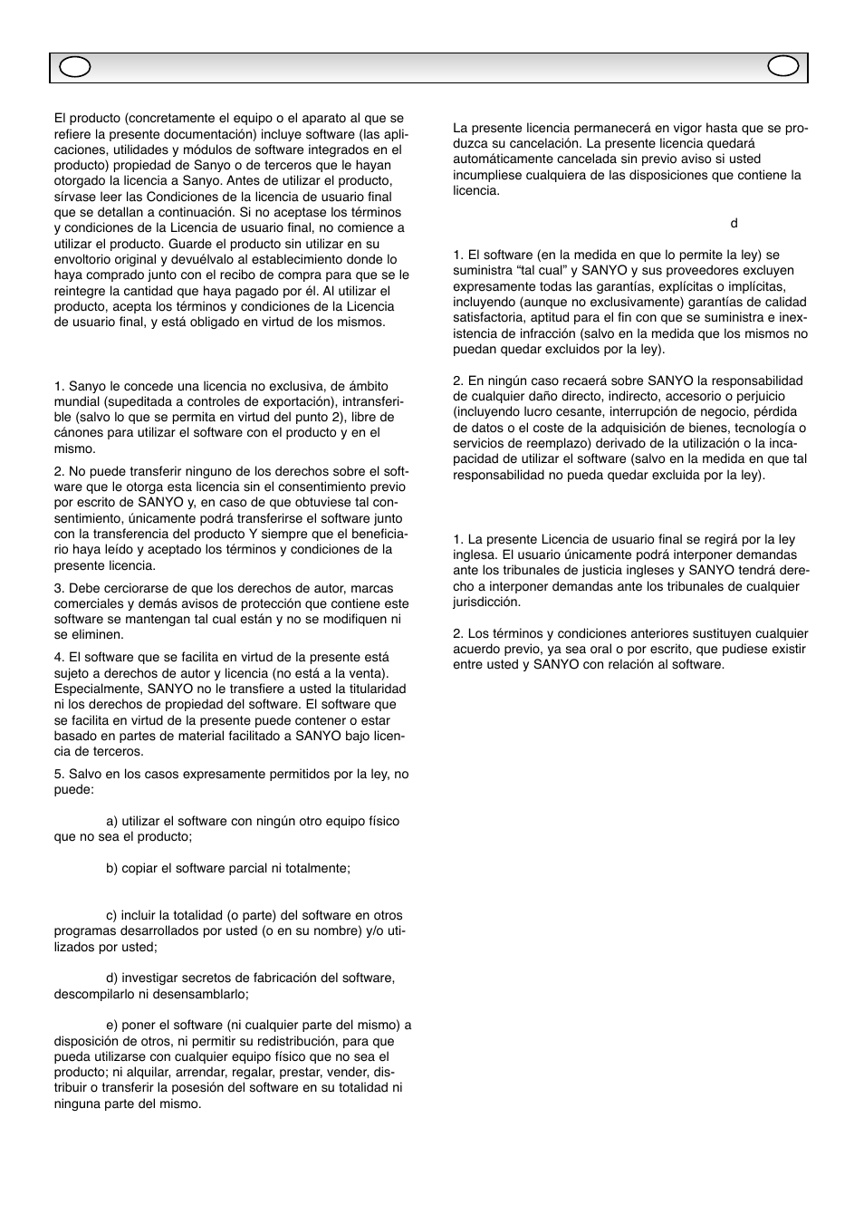 Licencia de usuario final | Sanyo CE42WPX1 User Manual | Page 73 / 76