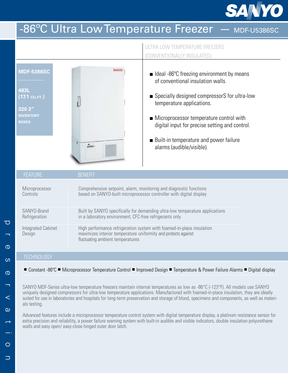 Sanyo MDF-5386SC User Manual | 2 pages