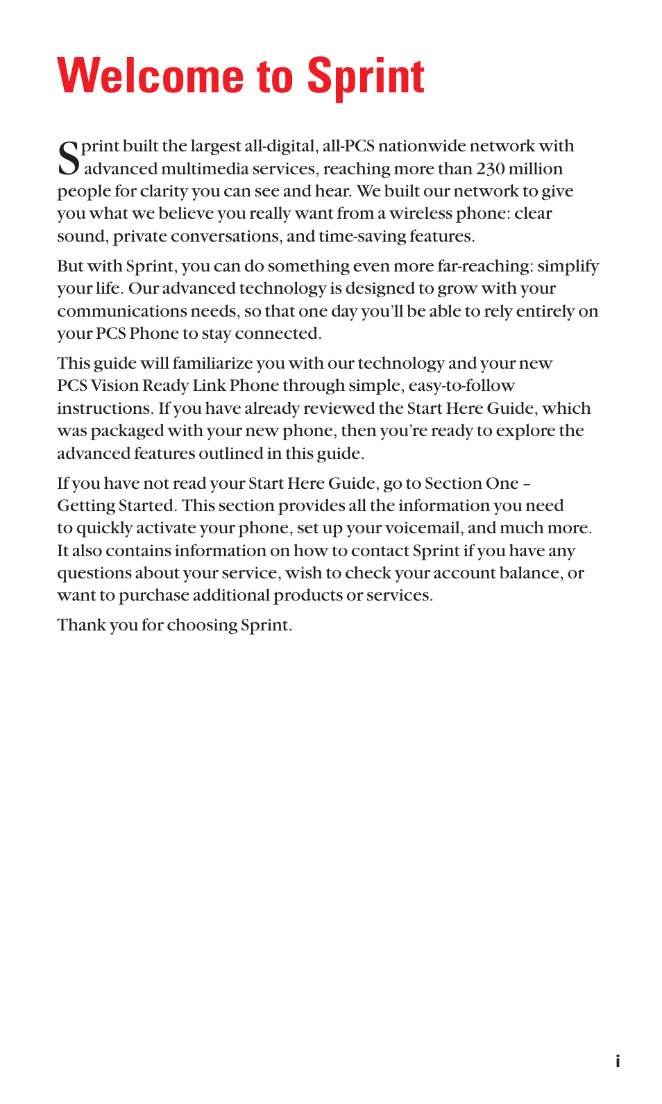 Welcome to sprint | Sanyo RL2500 User Manual | Page 10 / 205
