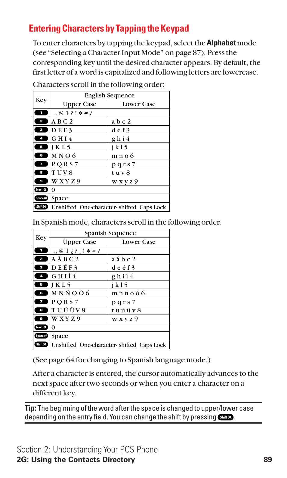 Entering characters by tapping the keypad | Sanyo RL2500 User Manual | Page 100 / 205