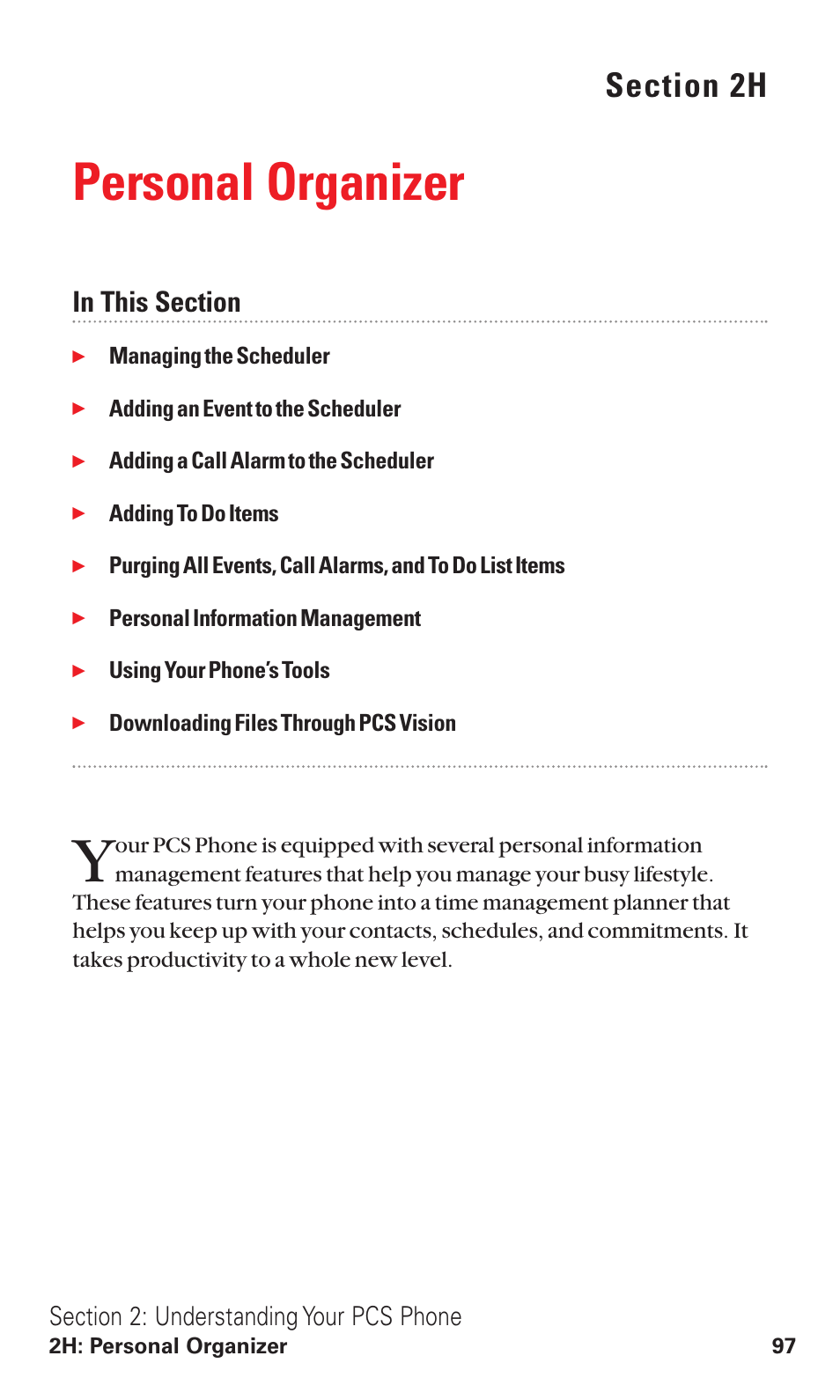 2h. personal organizer, Personal organizer | Sanyo RL2500 User Manual | Page 108 / 205