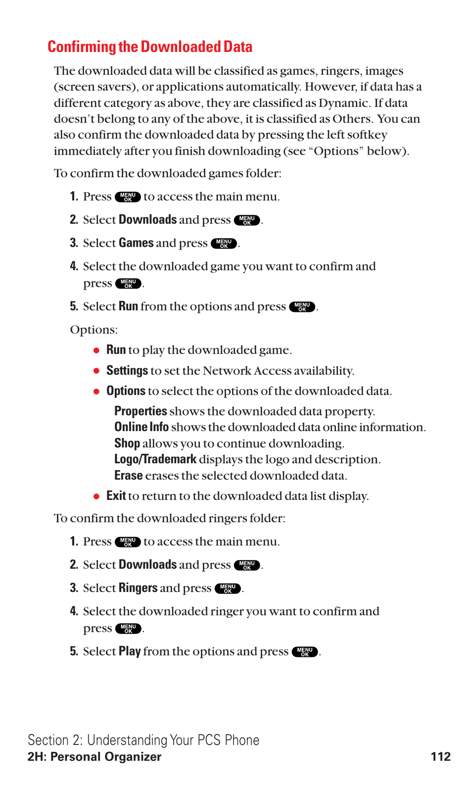 Confirming the downloaded data | Sanyo RL2500 User Manual | Page 123 / 205