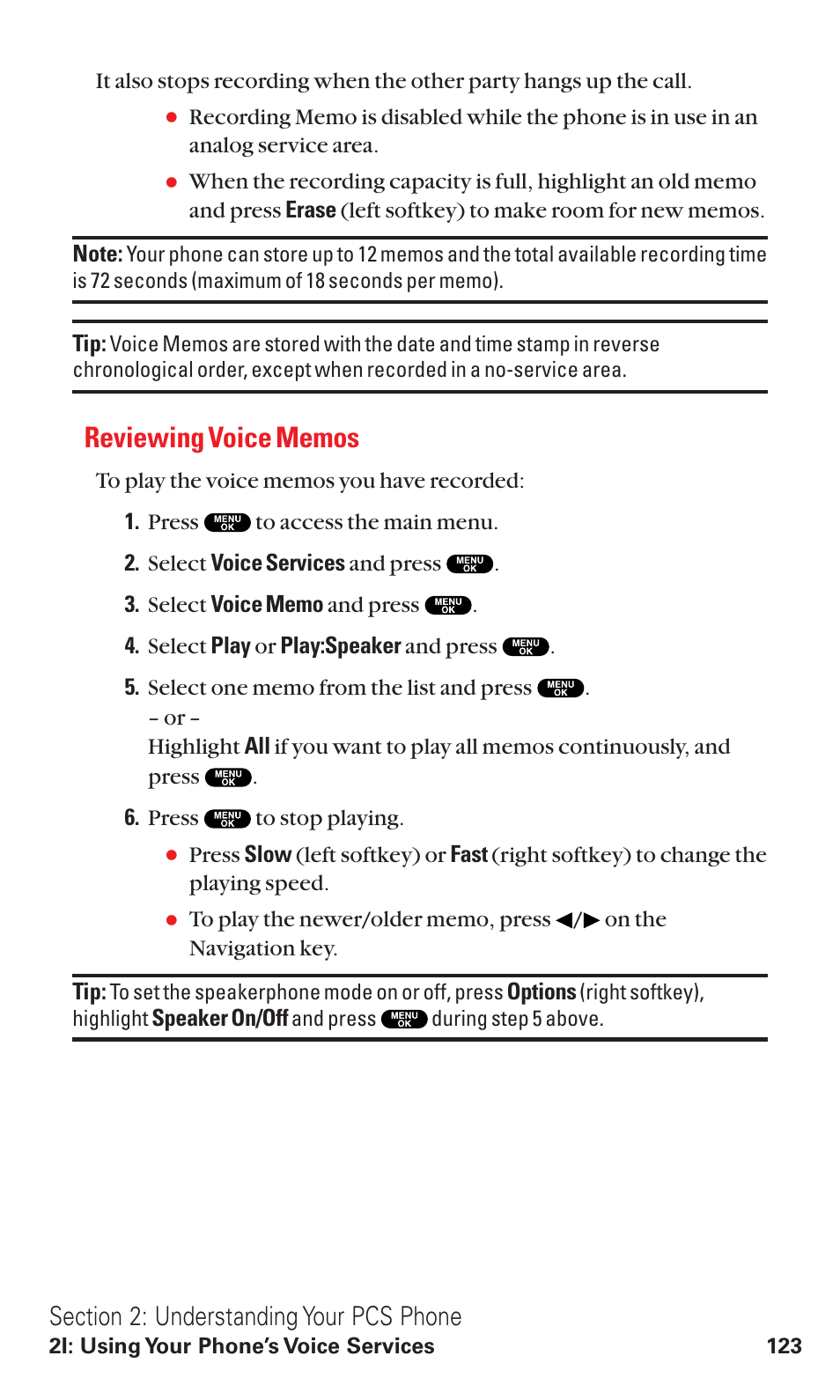 Reviewing voice memos | Sanyo RL2500 User Manual | Page 134 / 205