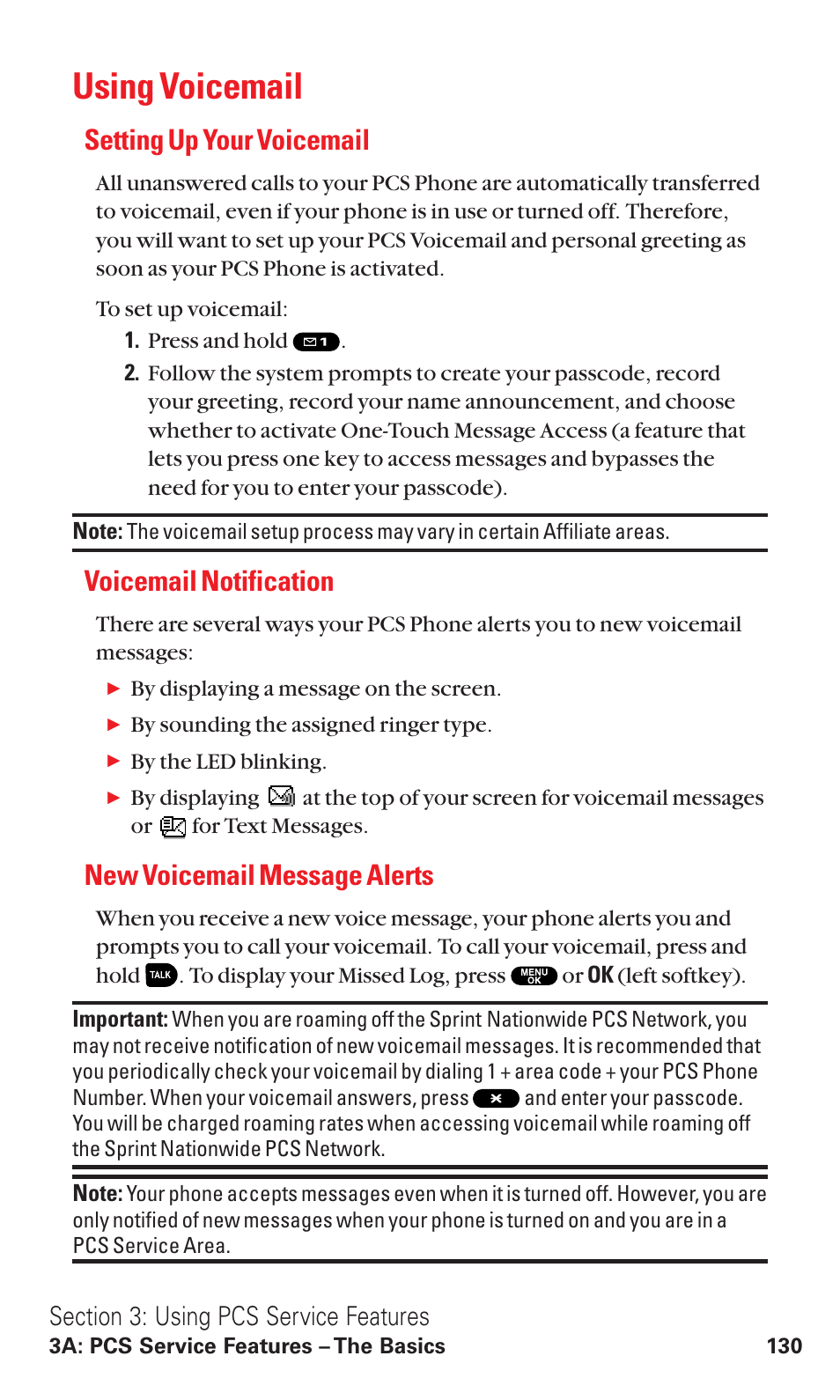 Using voicemail, Setting up your voicemail, Voicemail notification | New voicemail message alerts | Sanyo RL2500 User Manual | Page 141 / 205