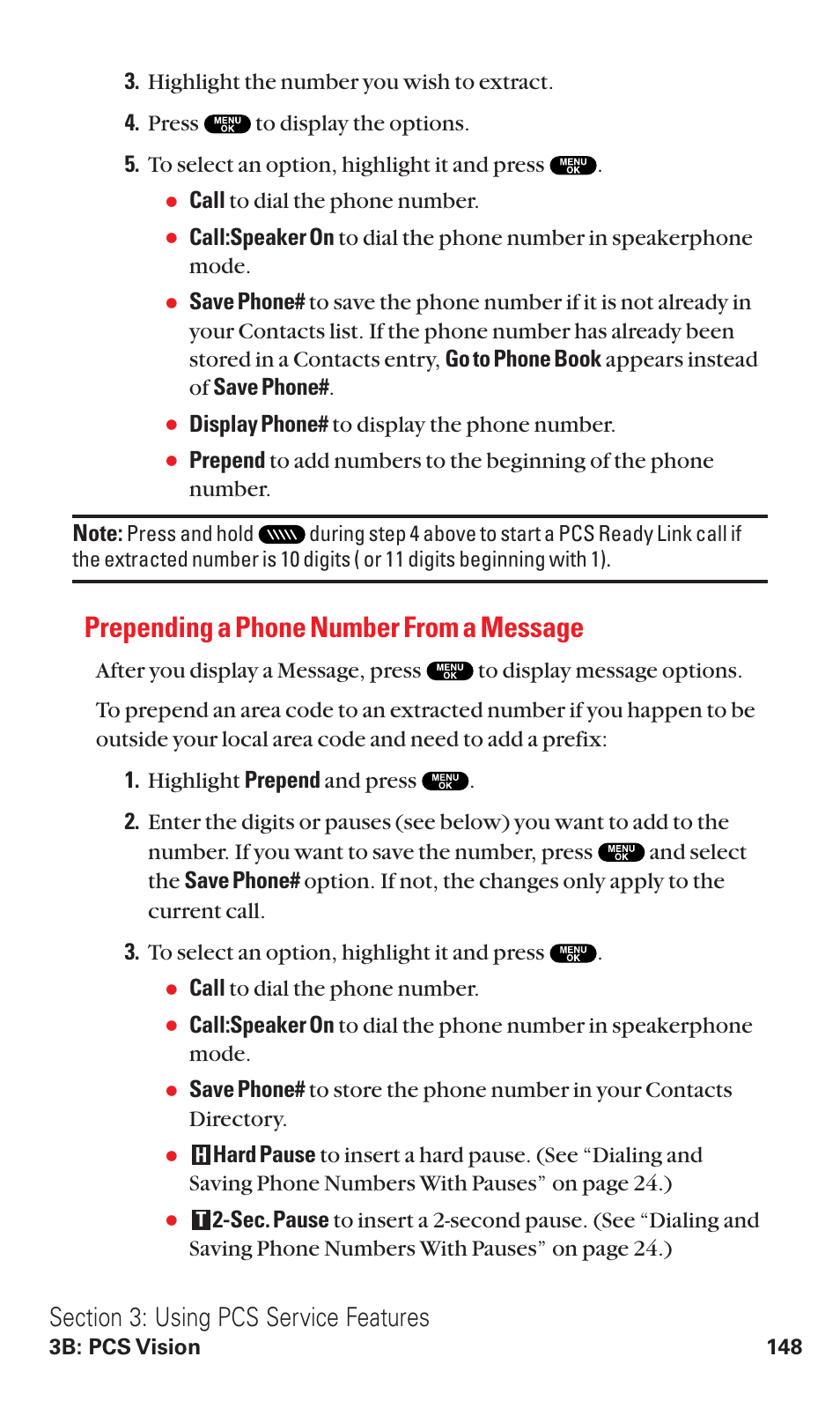 Prepending a phone number from a message | Sanyo RL2500 User Manual | Page 159 / 205