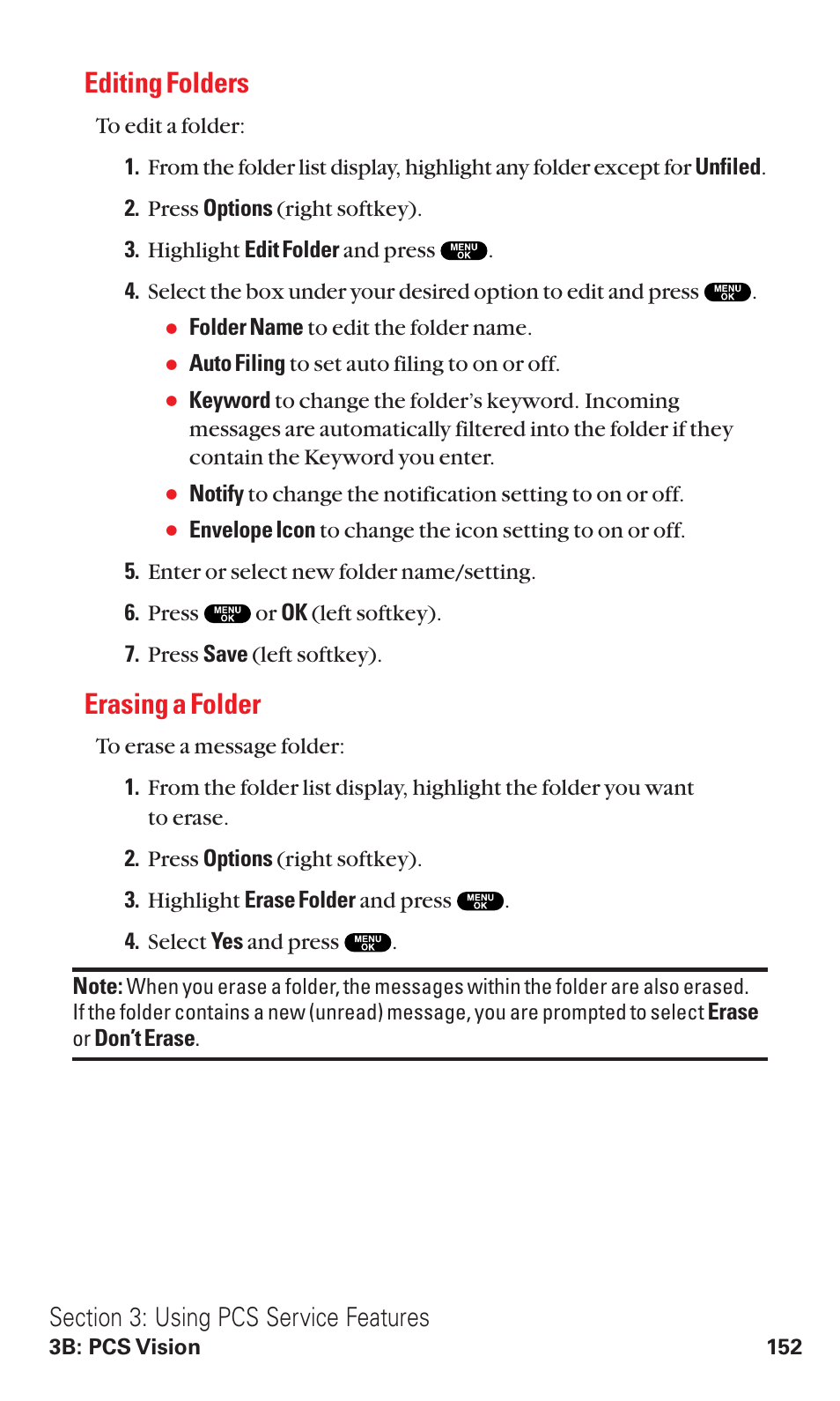 Editing folders, Erasing a folder | Sanyo RL2500 User Manual | Page 163 / 205