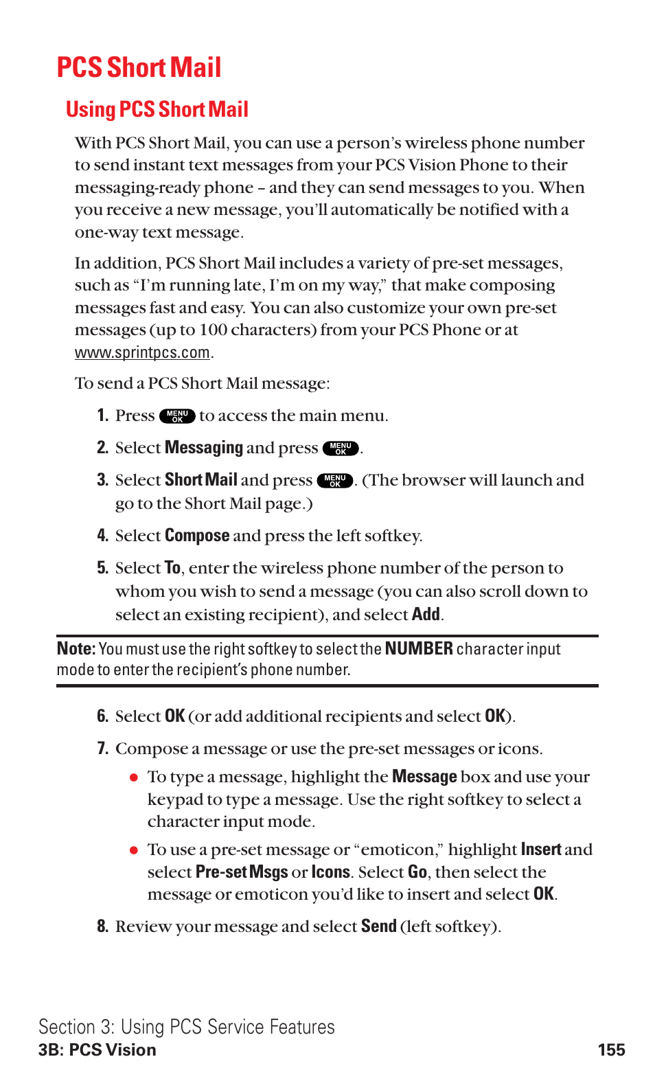Pcs short mail, Using pcs short mail | Sanyo RL2500 User Manual | Page 166 / 205