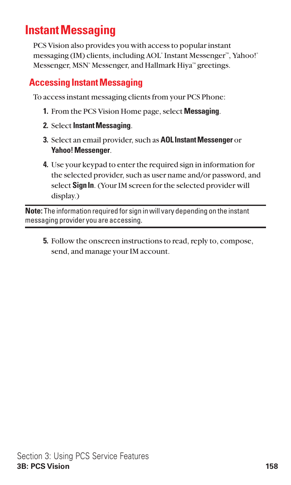 Instant messaging, Accessing instant messaging | Sanyo RL2500 User Manual | Page 169 / 205
