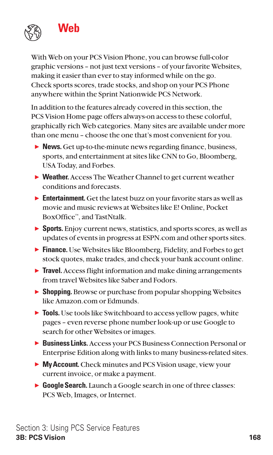 And tastntalk, 3b: pcs vision 168 | Sanyo RL2500 User Manual | Page 179 / 205