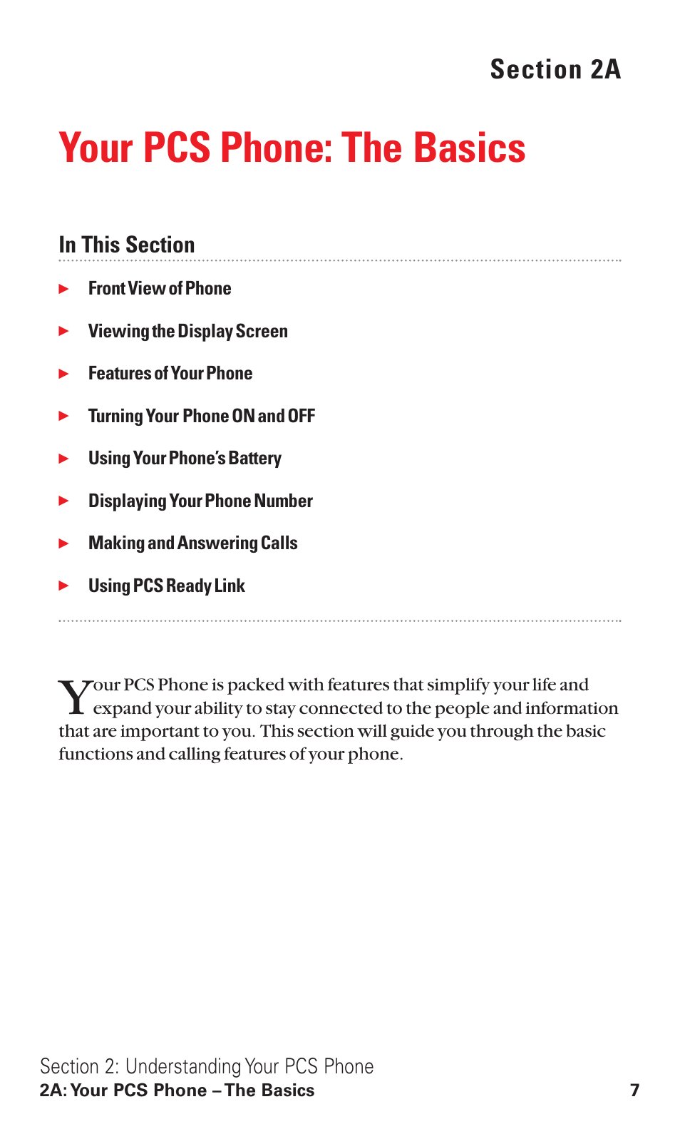 2a. your pcs phone: the basics, Your pcs phone: the basics | Sanyo RL2500 User Manual | Page 18 / 205
