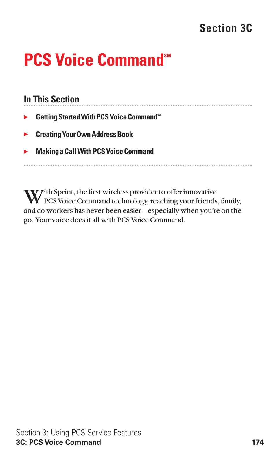 3c. pcs voice command, Pcs voice command | Sanyo RL2500 User Manual | Page 185 / 205