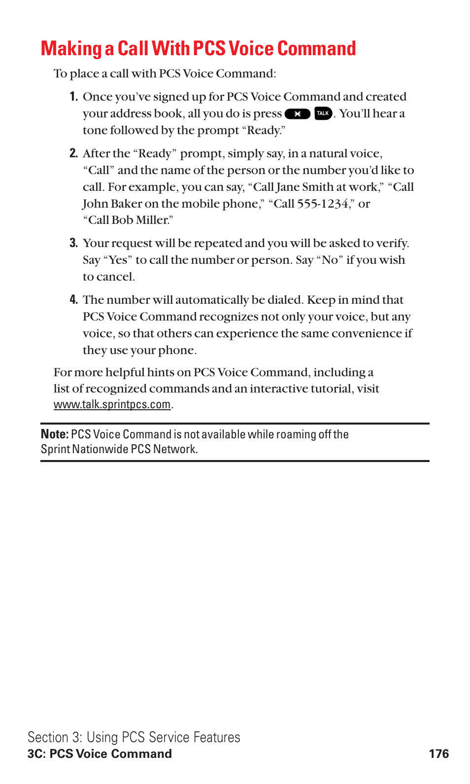 Making a call with pcs voice command | Sanyo RL2500 User Manual | Page 187 / 205