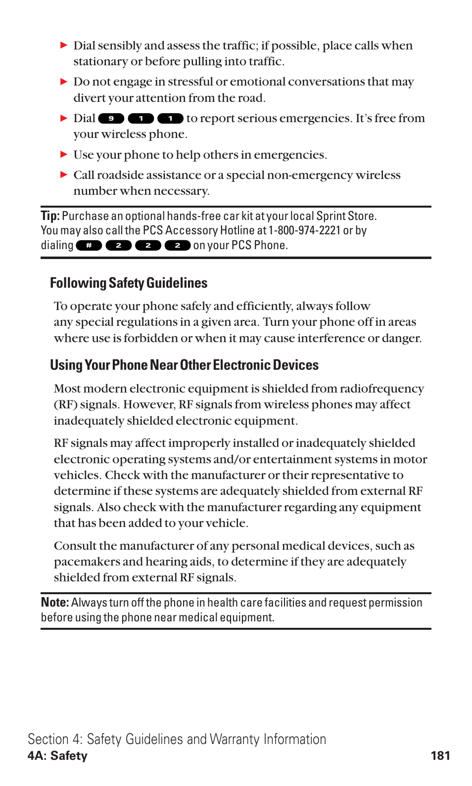 Following safety guidelines, Using your phone near other electronic devices | Sanyo RL2500 User Manual | Page 192 / 205