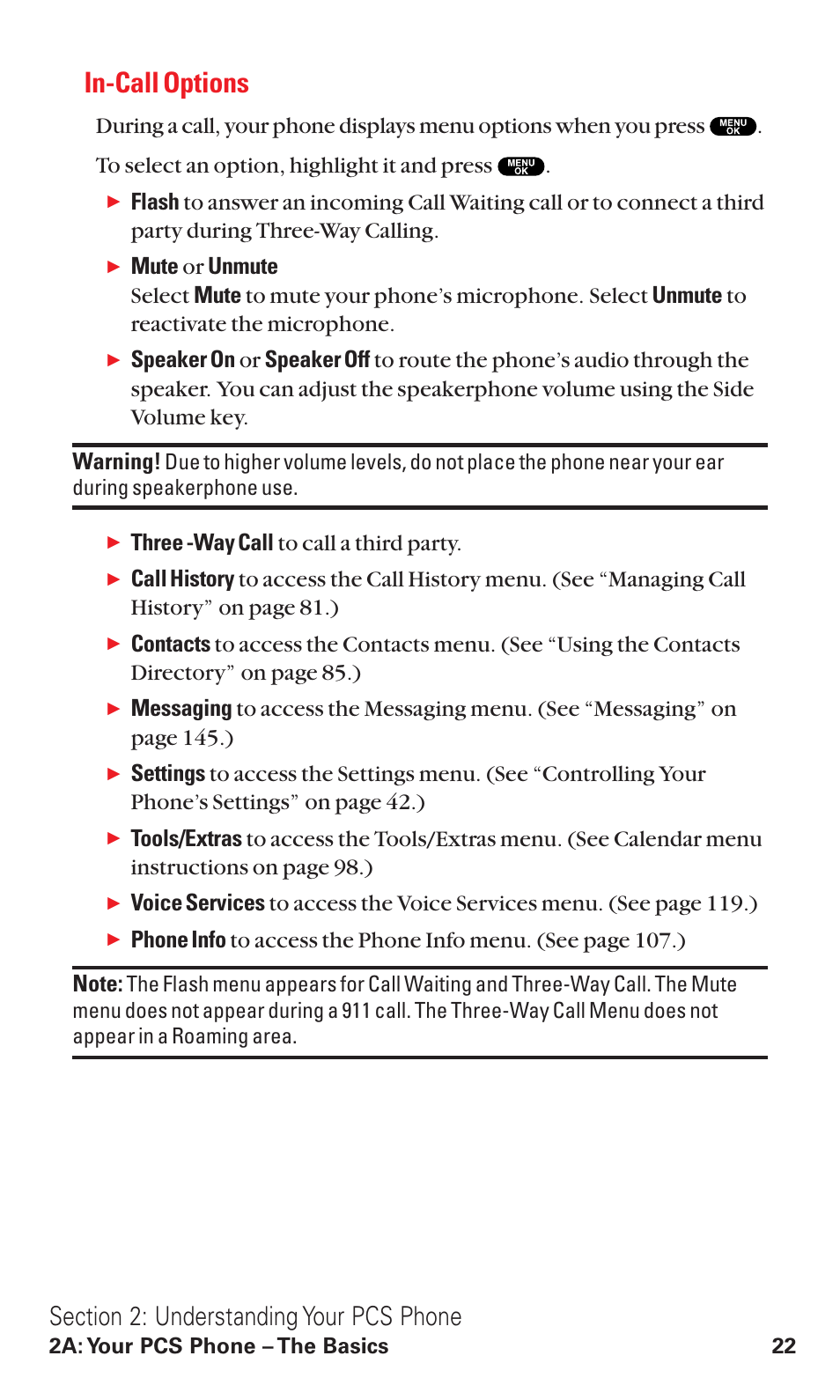 In-call options, Three -way call to call a third party | Sanyo RL2500 User Manual | Page 33 / 205