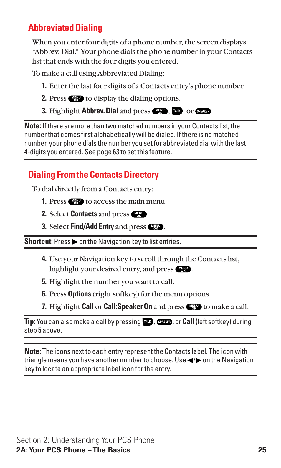 Abbreviated dialing, Dialing from the contacts directory | Sanyo RL2500 User Manual | Page 36 / 205
