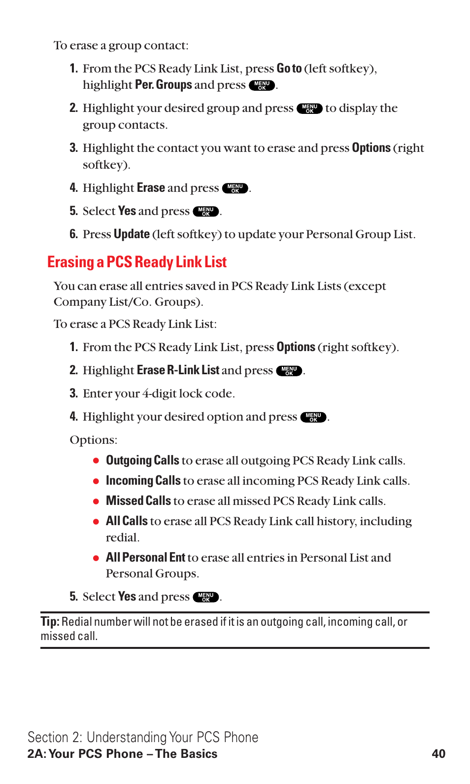 Erasing a pcs ready link list | Sanyo RL2500 User Manual | Page 51 / 205