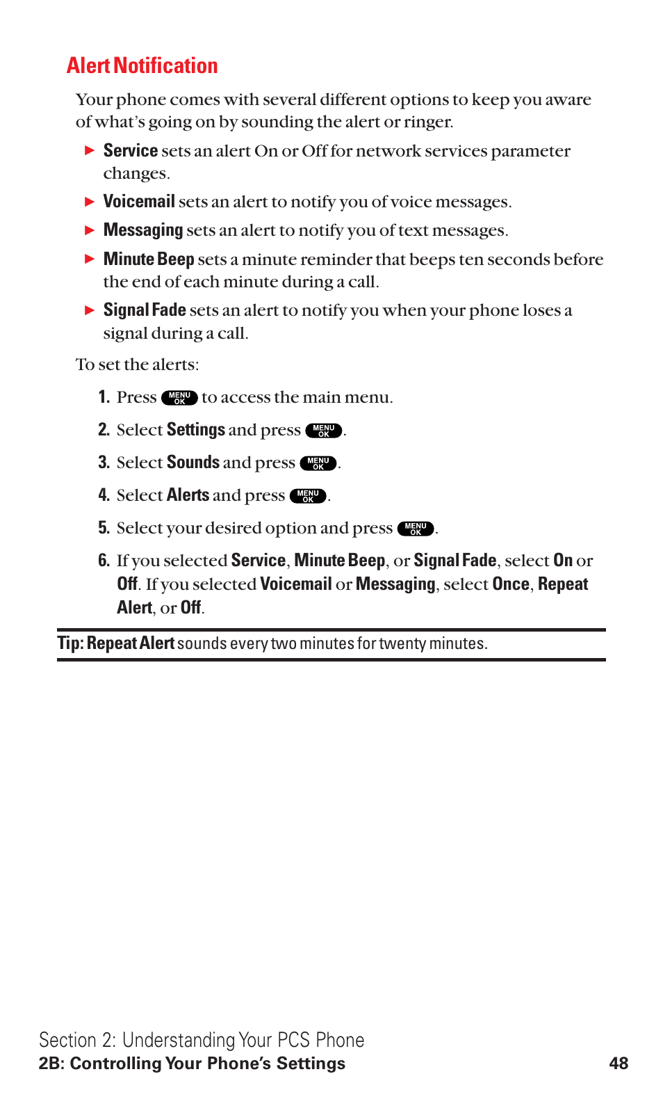 Alert notification | Sanyo RL2500 User Manual | Page 59 / 205