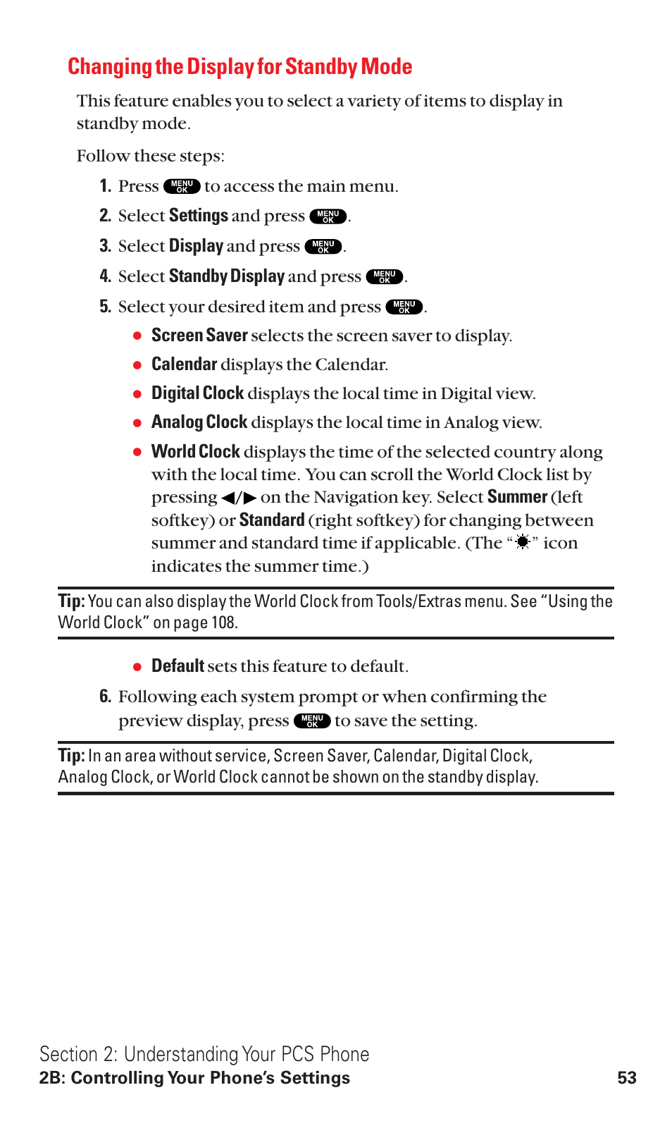 Changing the display for standby mode | Sanyo RL2500 User Manual | Page 64 / 205