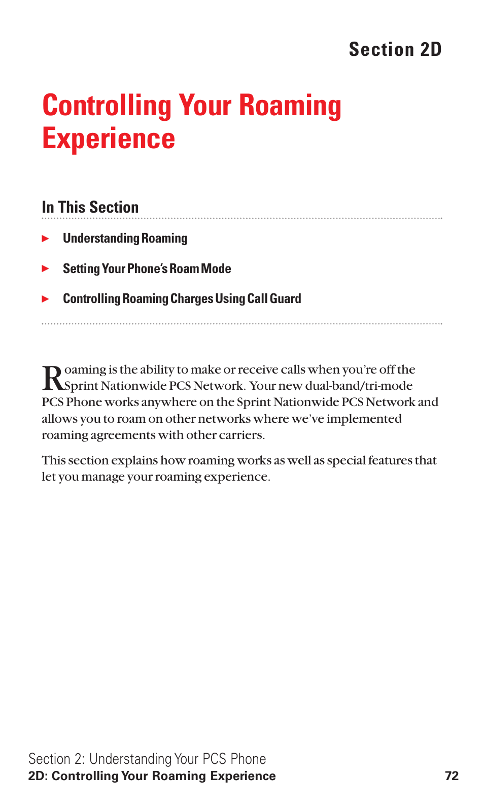 2d. controlling your roaming experience, Controlling your roaming experience | Sanyo RL2500 User Manual | Page 83 / 205