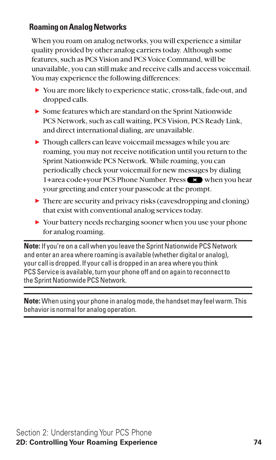 Roaming on analog networks | Sanyo RL2500 User Manual | Page 85 / 205