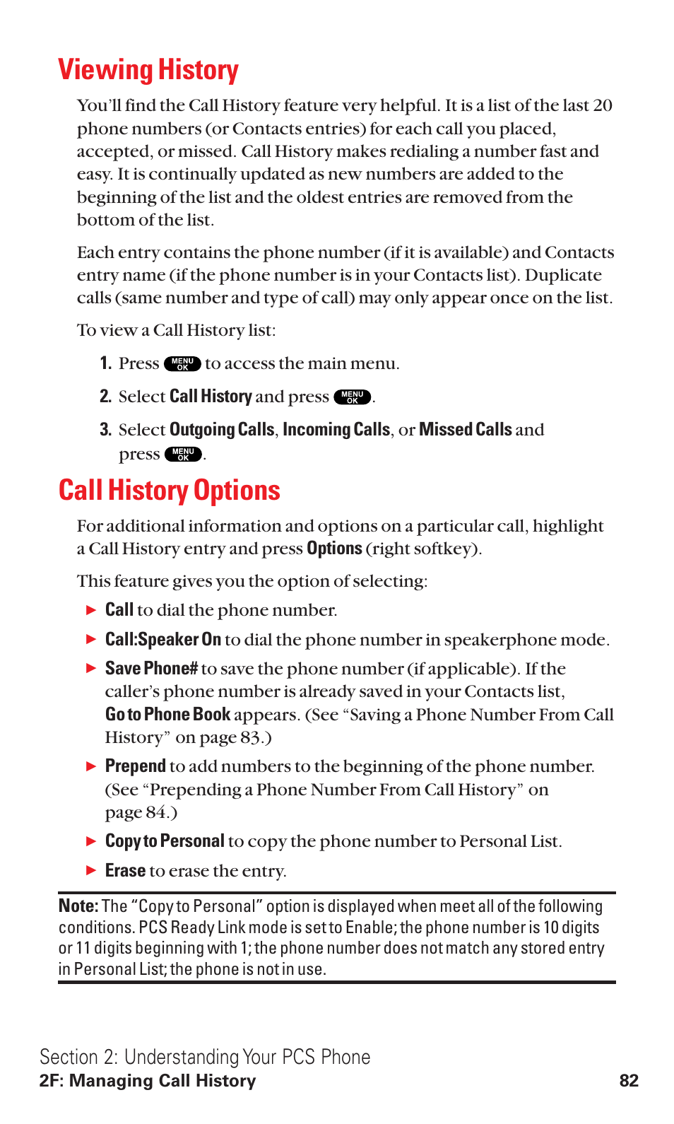 Viewing history, Call history options | Sanyo RL2500 User Manual | Page 93 / 205