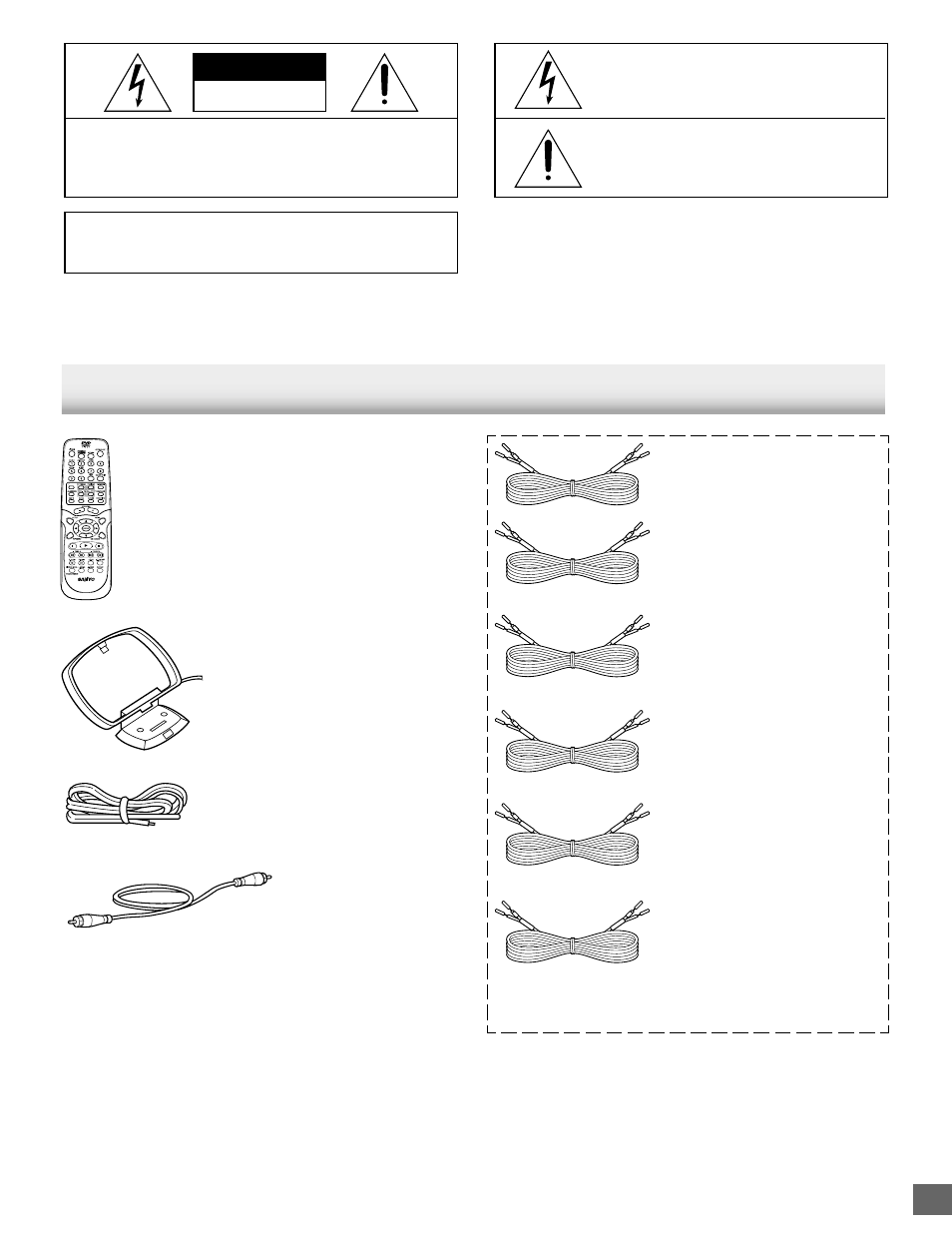 Accessories, Warning, Caution | Remote control rb-ts760mt | Sanyo DWM-2500 User Manual | Page 3 / 42