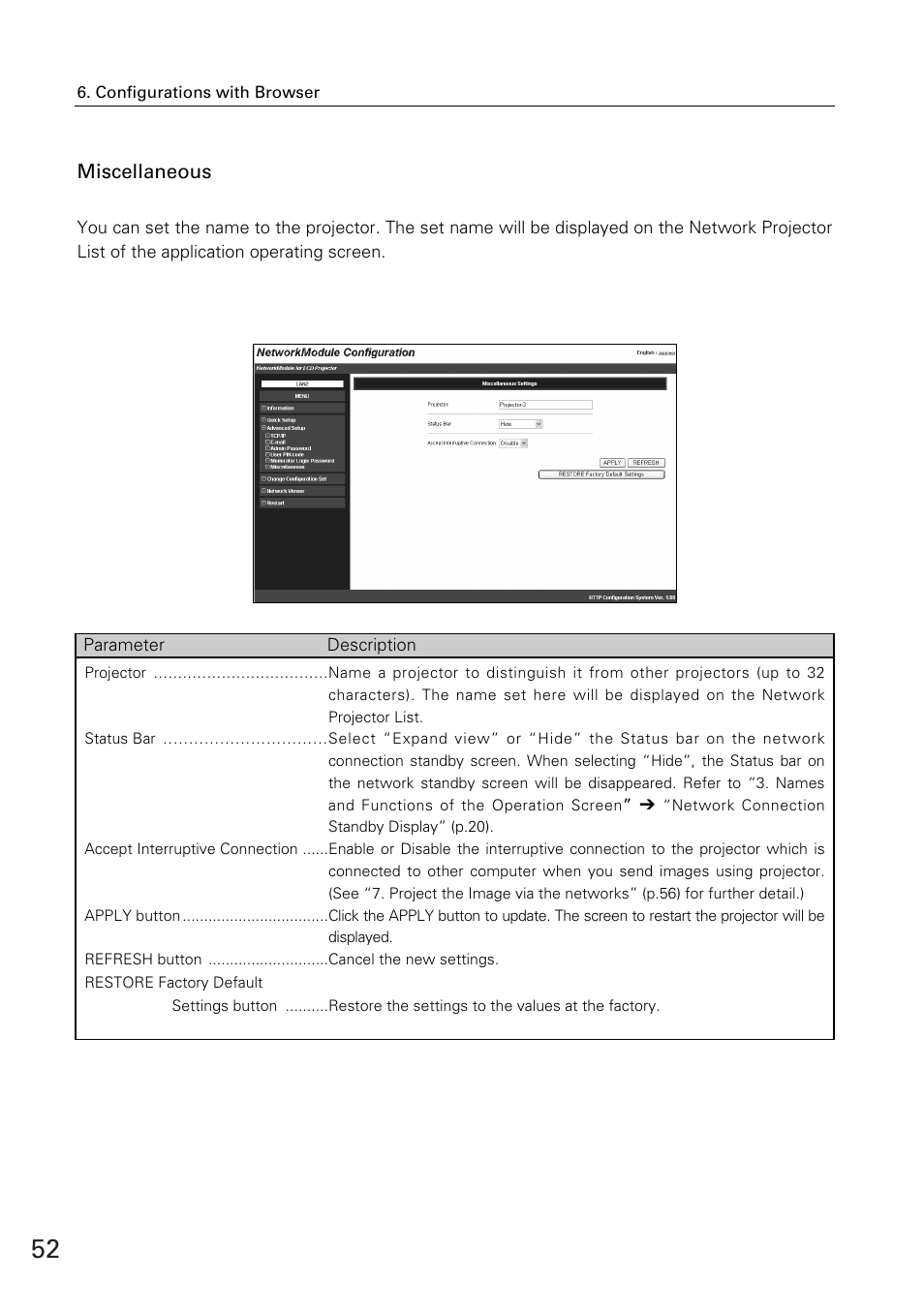 Miscellaneous | Sanyo XG-705A User Manual | Page 52 / 99