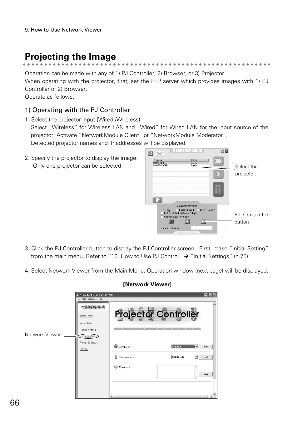 Projecting the image | Sanyo XG-705A User Manual | Page 66 / 99