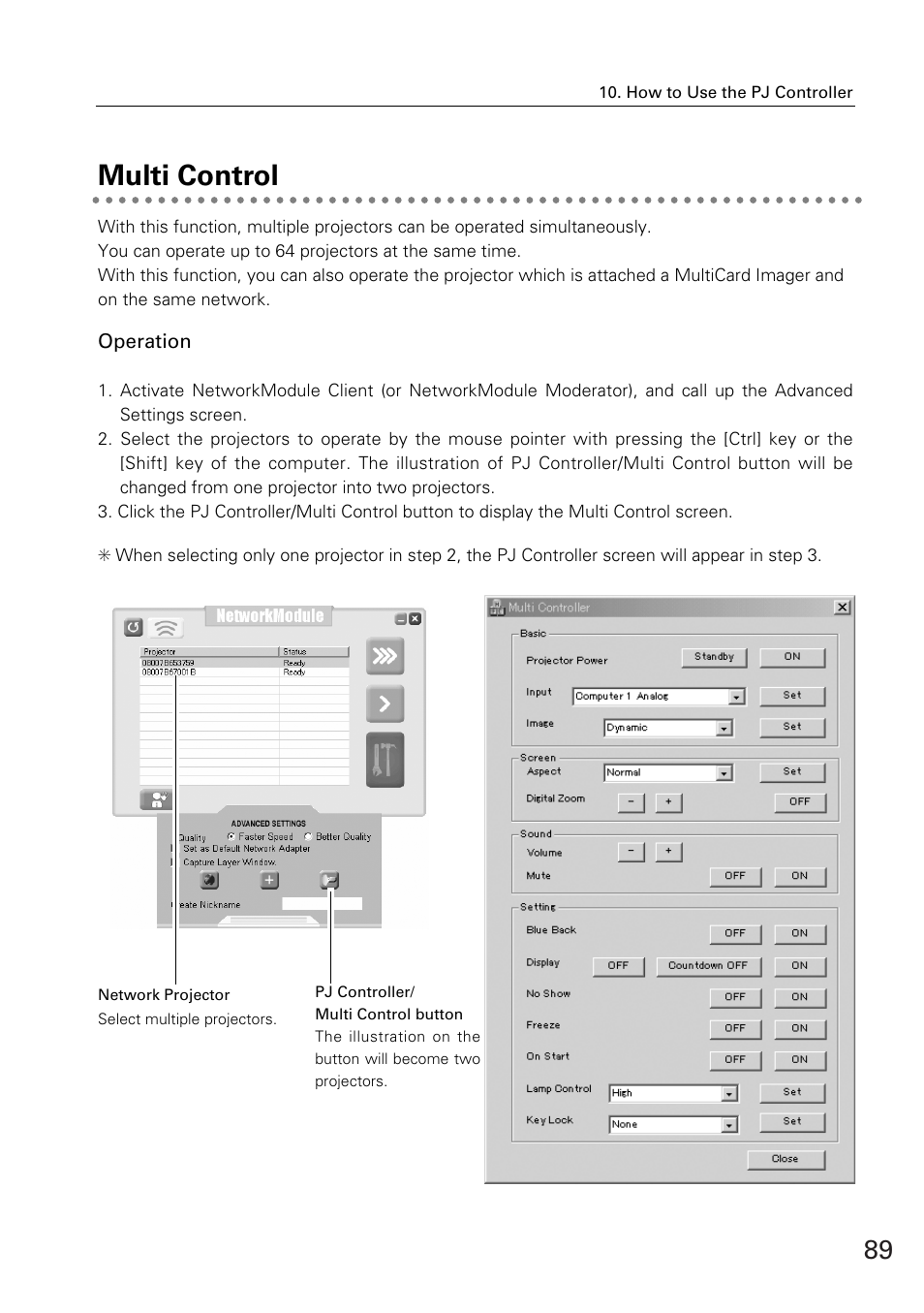 Multi control | Sanyo XG-705A User Manual | Page 89 / 99