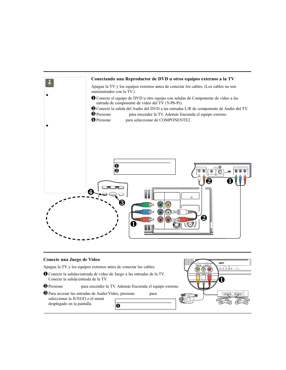 Usando las entradas frontales de audio / video, Consejos rápidos | Sanyo DS24424 User Manual | Page 24 / 52