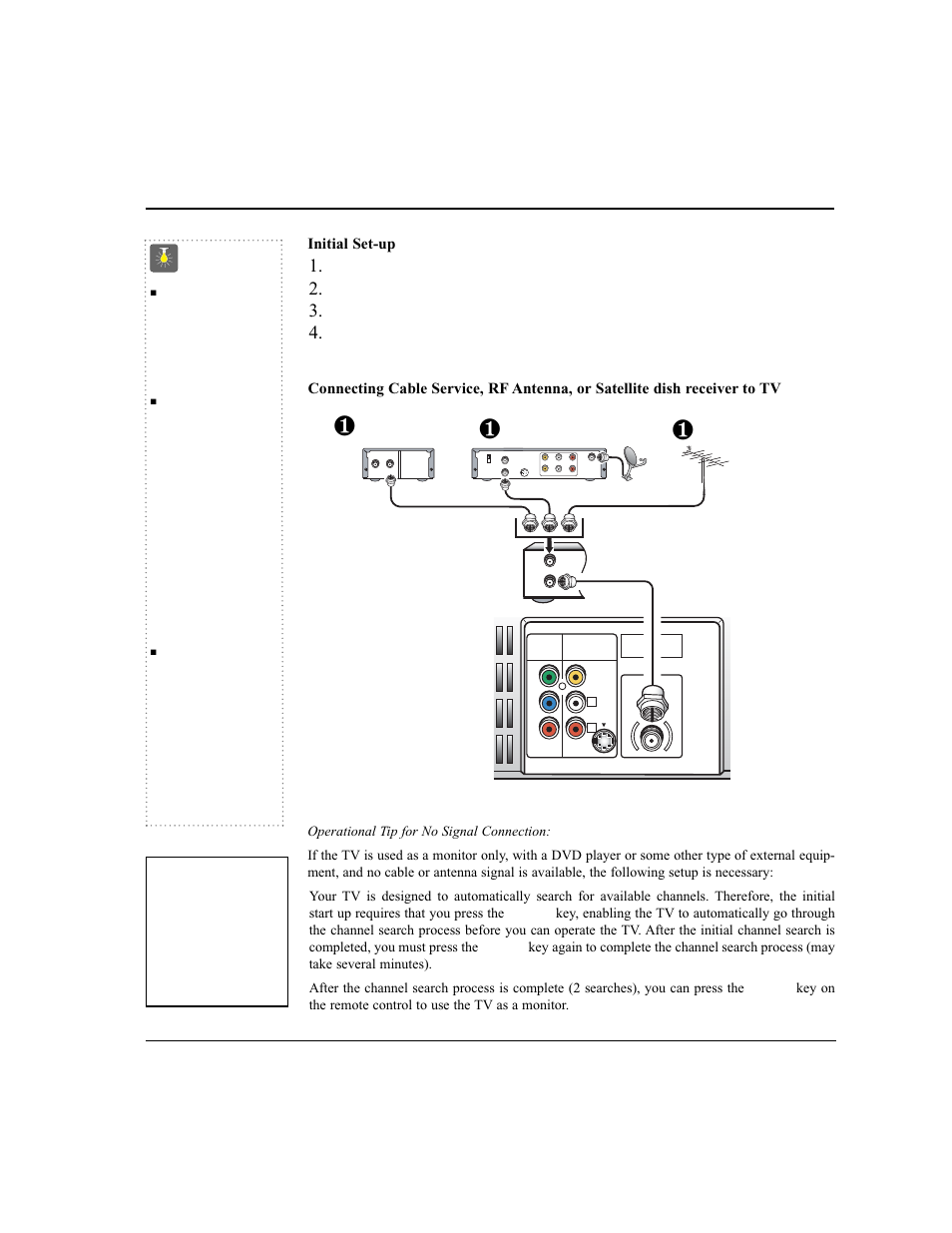 Basic set-up and connections, Quicktips, Initial set-up | Need help, Vcr back | Sanyo DS24424 User Manual | Page 4 / 52