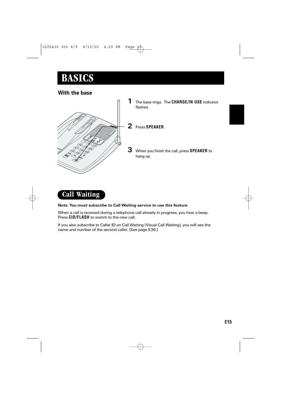 Basics, Call waiting | Sanyo LC-2430 User Manual | Page 19 / 60