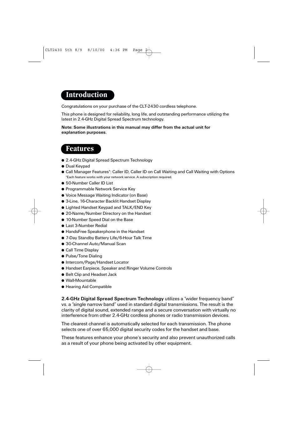 Introduction features | Sanyo LC-2430 User Manual | Page 2 / 60