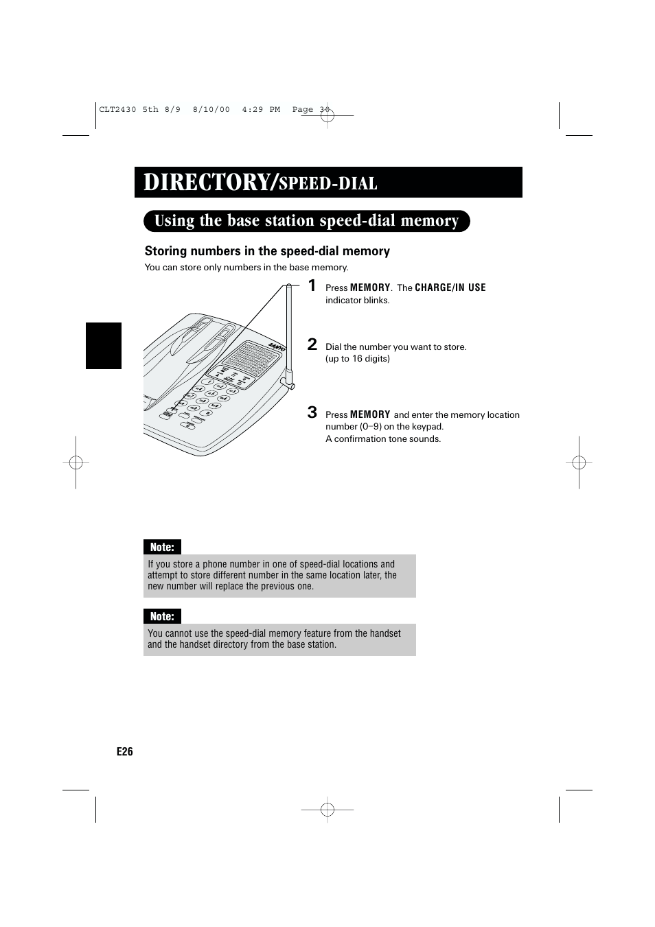 Directory, Speed-dial | Sanyo LC-2430 User Manual | Page 30 / 60