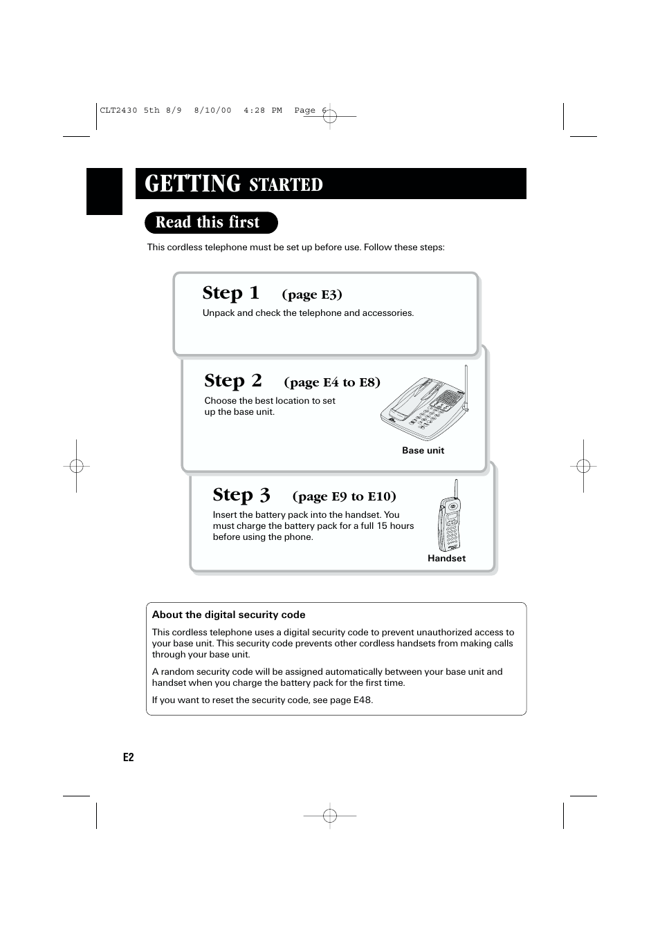 Getting, Step 1, Step 2 | Step 3, Started, Read this first | Sanyo LC-2430 User Manual | Page 6 / 60