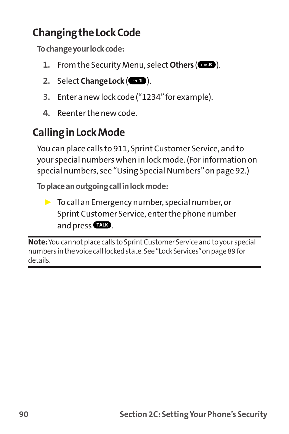 Changing the lock code, Calling in lock mode | Sanyo MM-9000 User Manual | Page 100 / 367