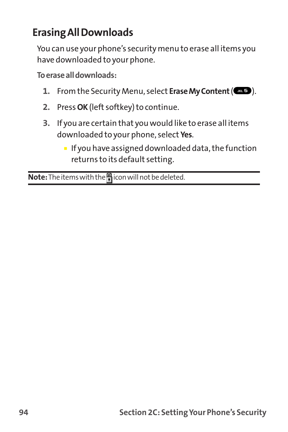 Erasing all downloads | Sanyo MM-9000 User Manual | Page 104 / 367