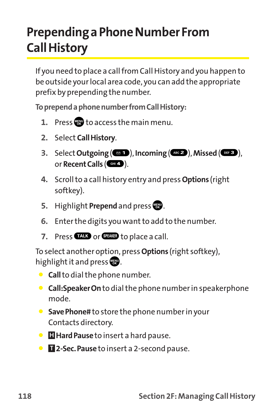 Prepending a phone number from call history | Sanyo MM-9000 User Manual | Page 128 / 367