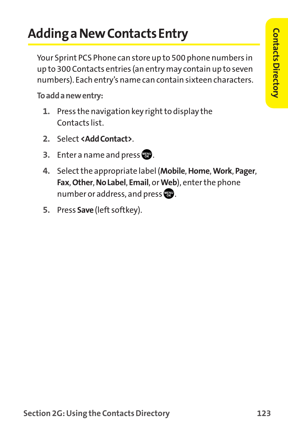 Adding a new contacts entry | Sanyo MM-9000 User Manual | Page 133 / 367