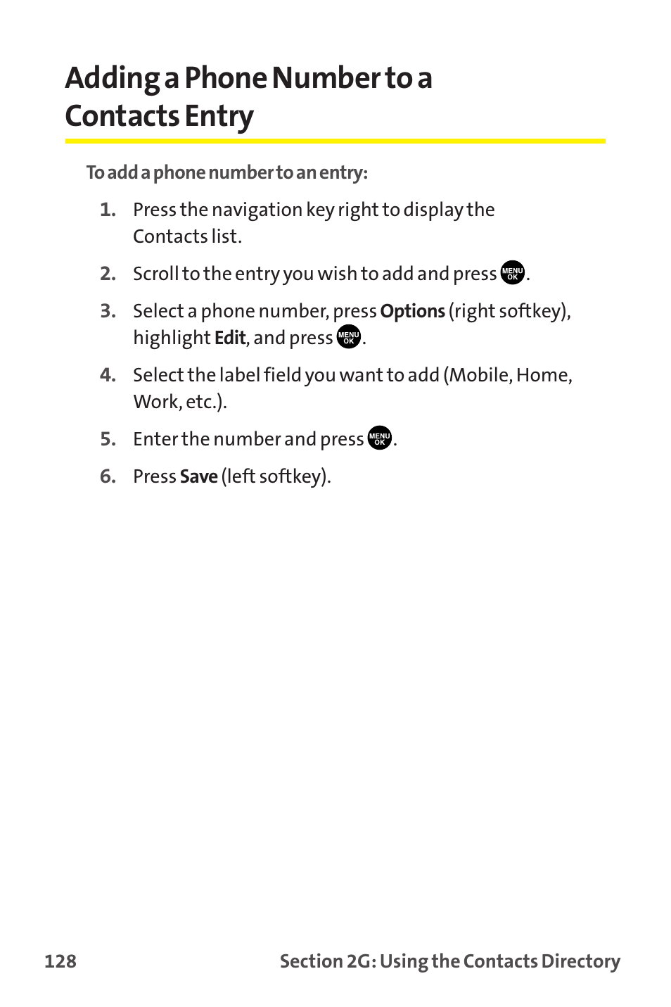 Adding a phone number to a contacts entry | Sanyo MM-9000 User Manual | Page 138 / 367